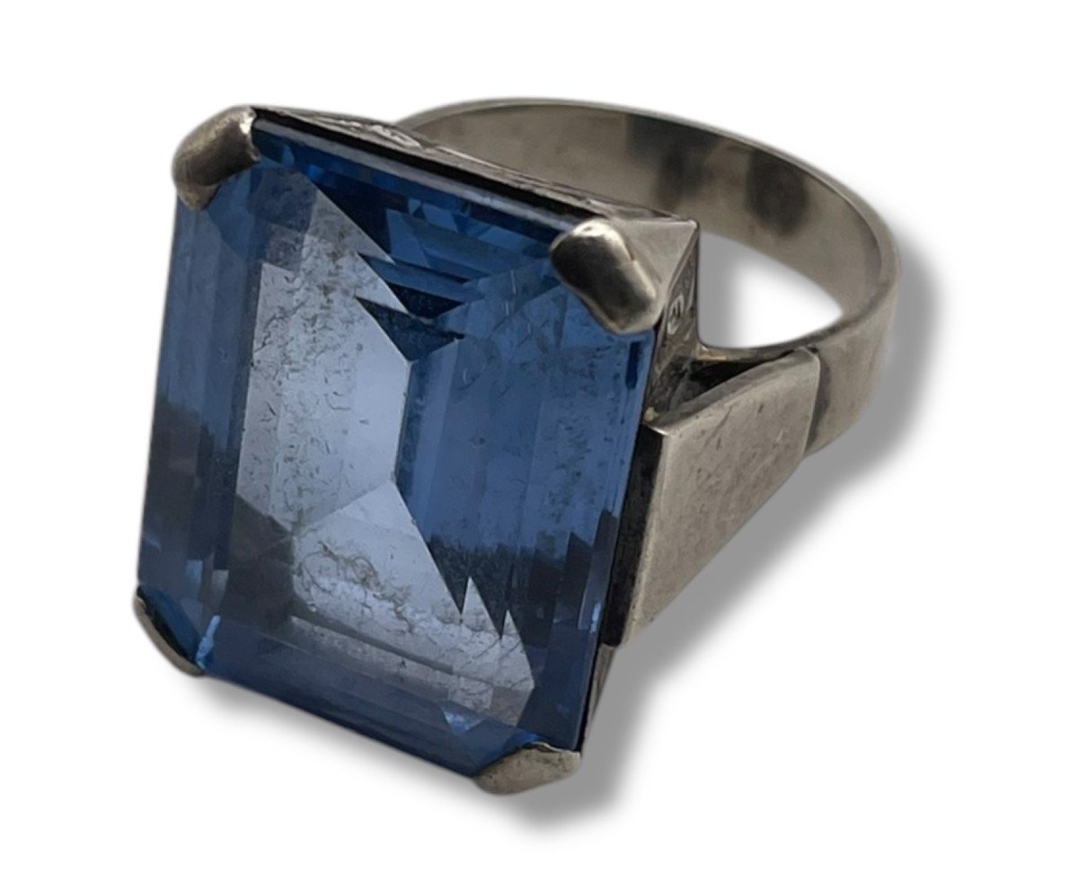 Art Deco Silver And Blue Stone Ring