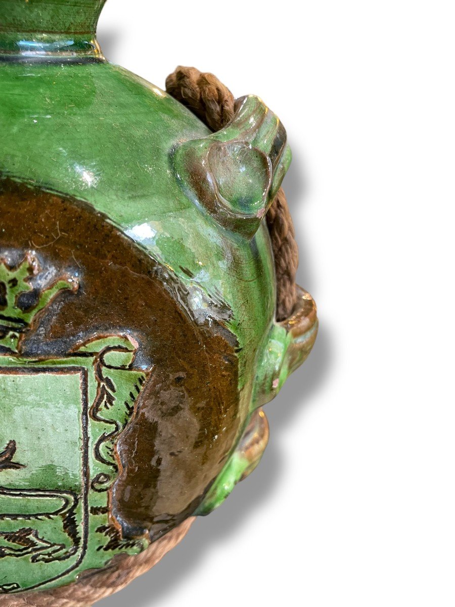 Double Fleur De Lys Gourd, 19th Century, In Enamelled Terracotta-photo-4