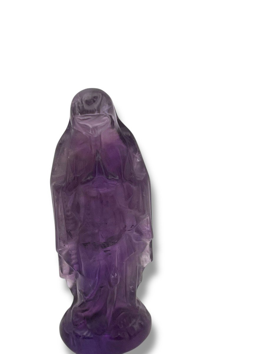 Madonna Virgin In Prayer In Carved Amethyst-photo-2