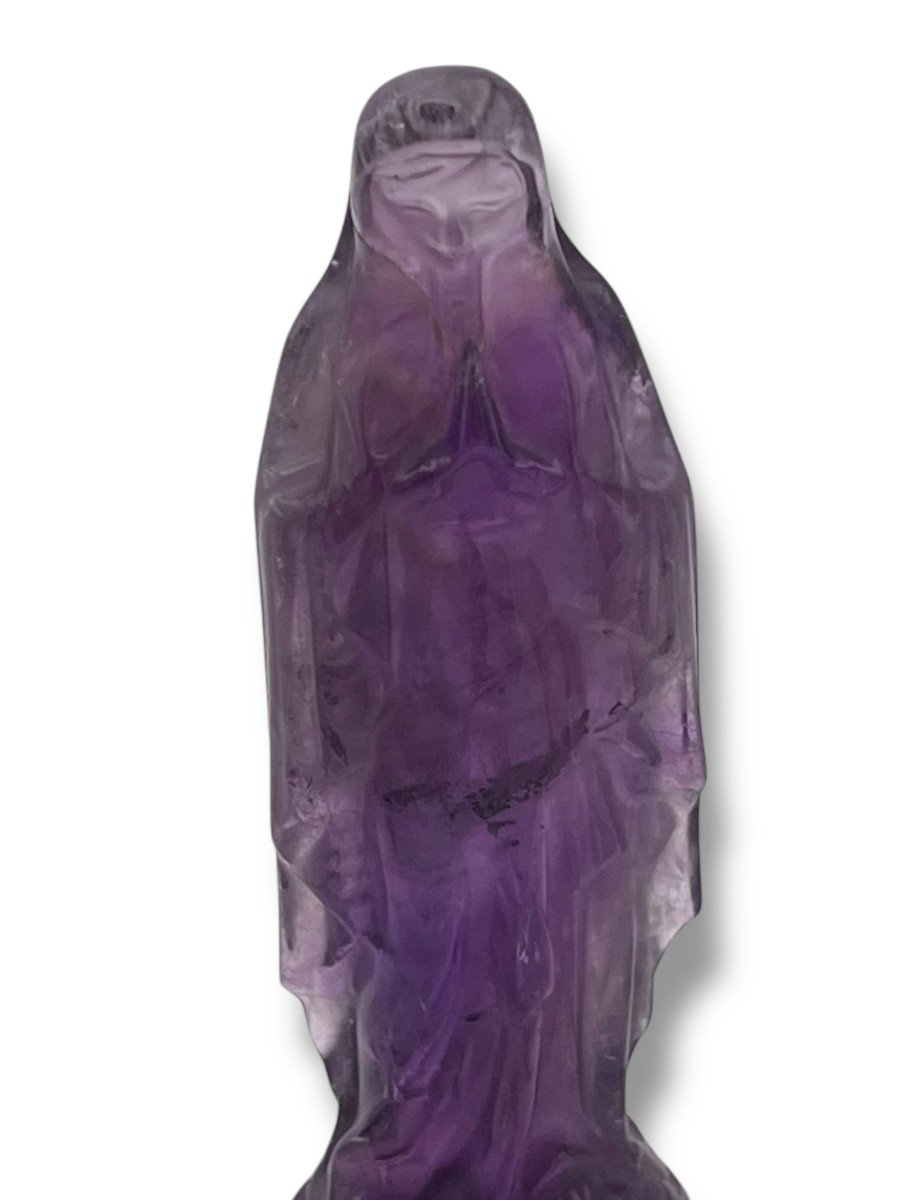 Madonna Virgin In Prayer In Carved Amethyst-photo-3