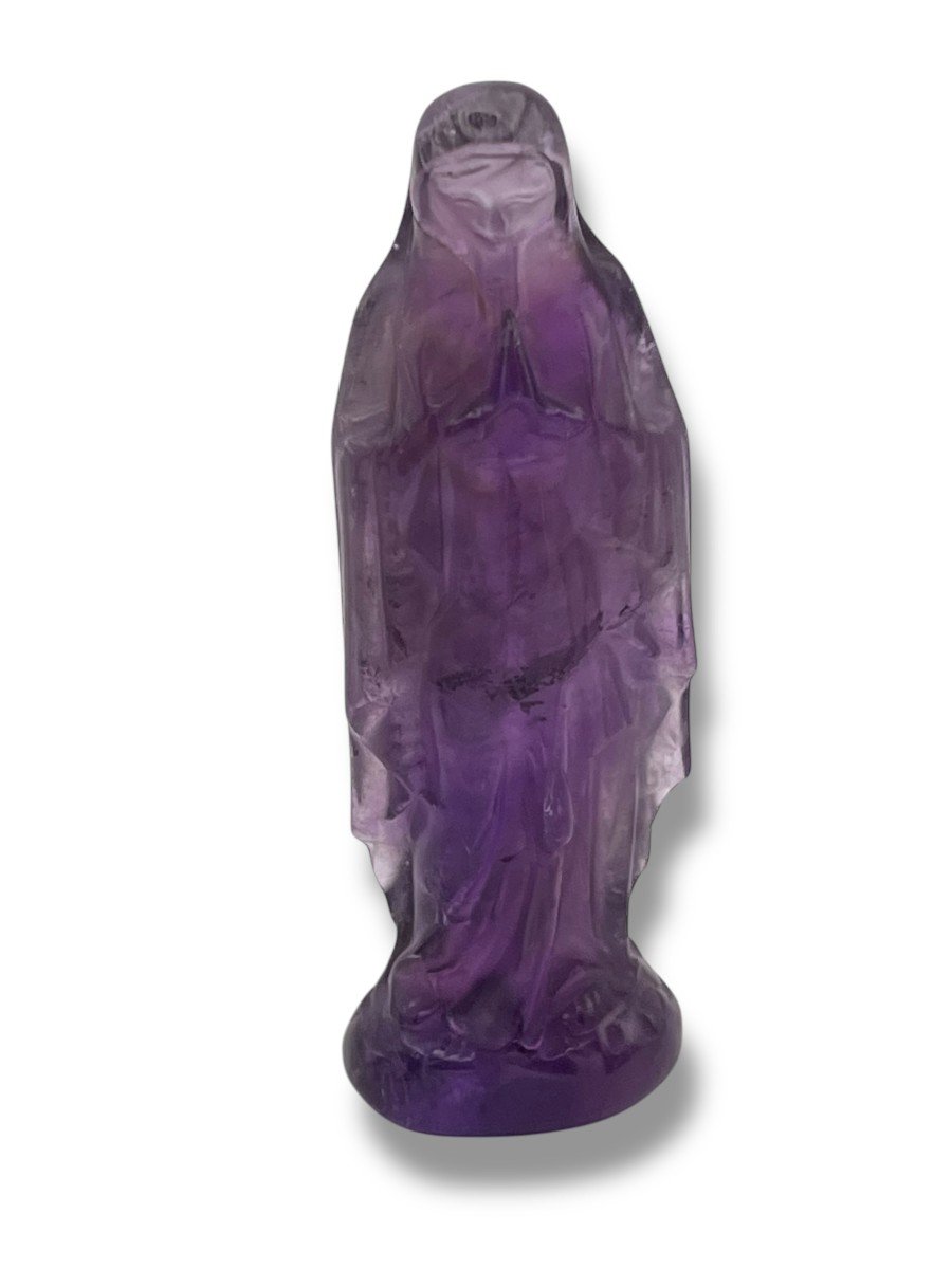 Madonna Virgin In Prayer In Carved Amethyst-photo-4