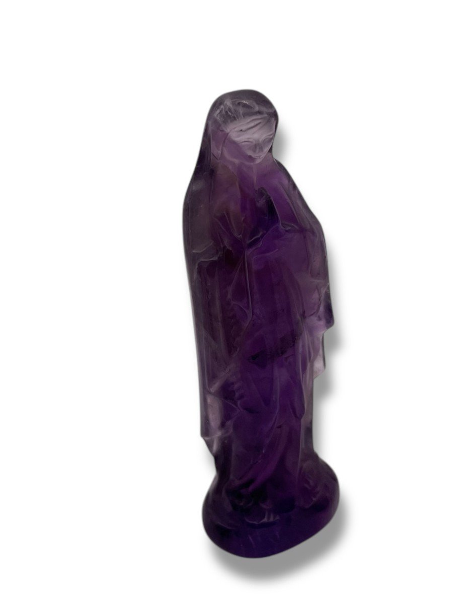 Madonna Virgin In Prayer In Carved Amethyst-photo-4