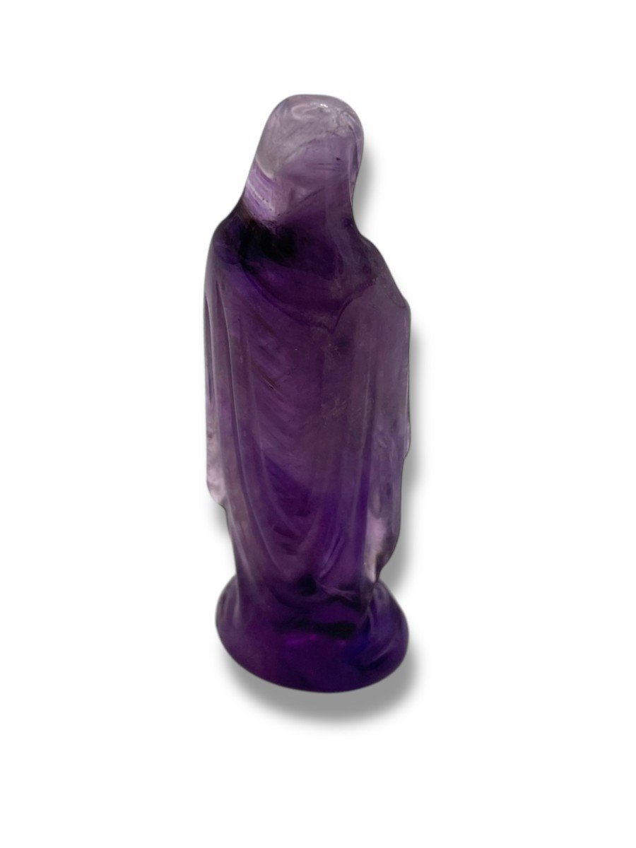 Madonna Virgin In Prayer In Carved Amethyst-photo-5