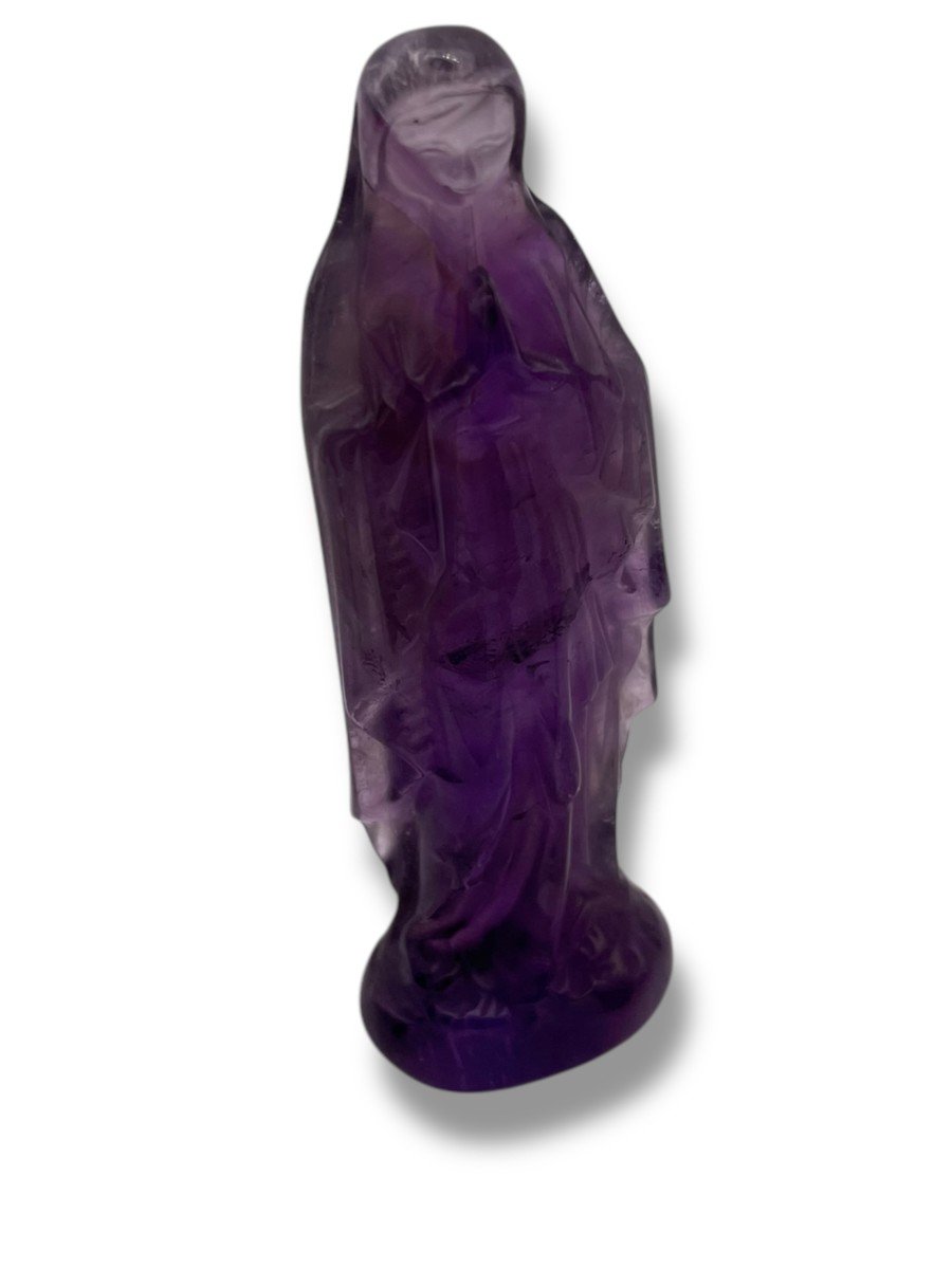 Madonna Virgin In Prayer In Carved Amethyst-photo-6