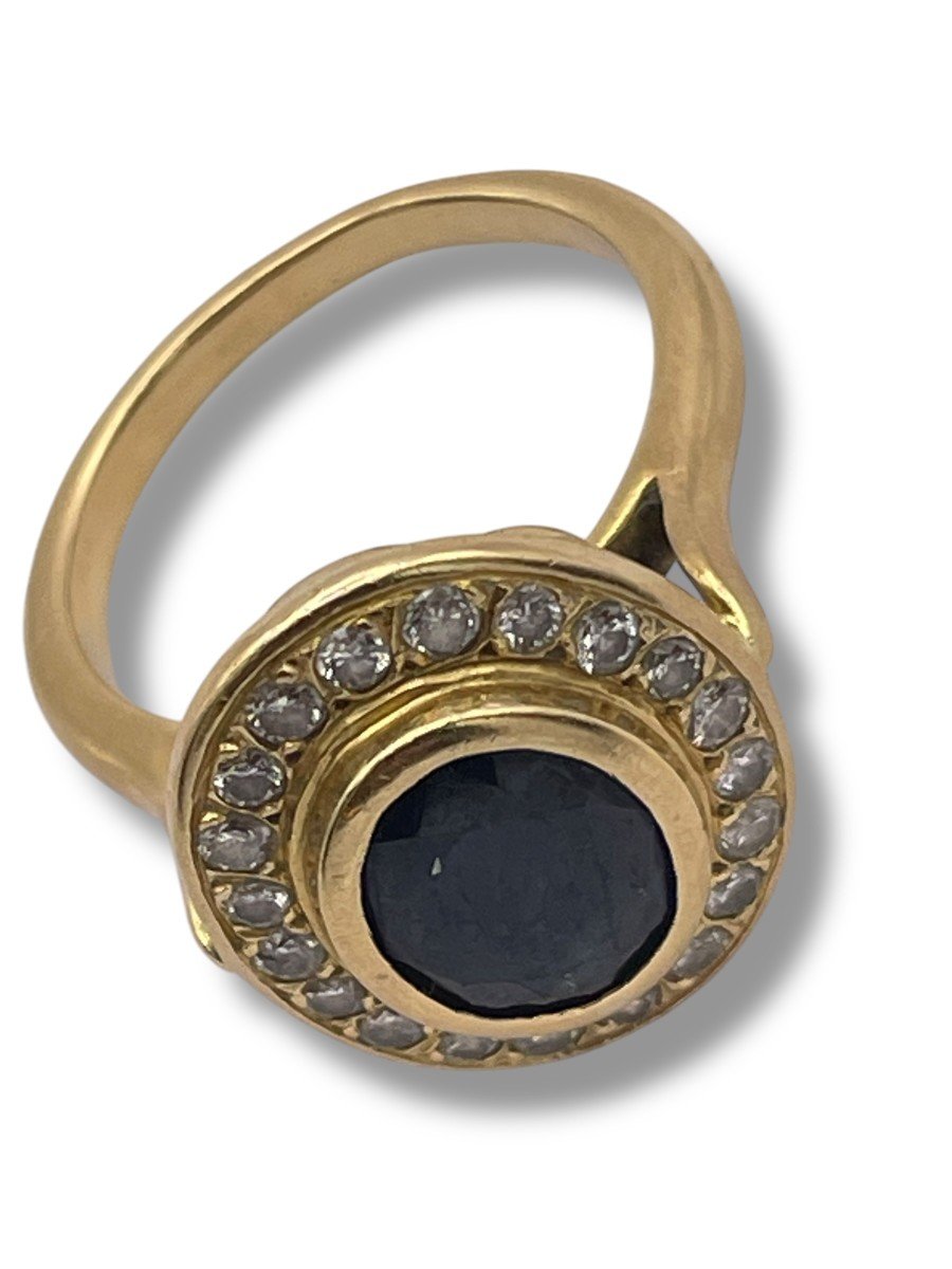 Art Deco Sapphire And Yellow Gold Ring-photo-3