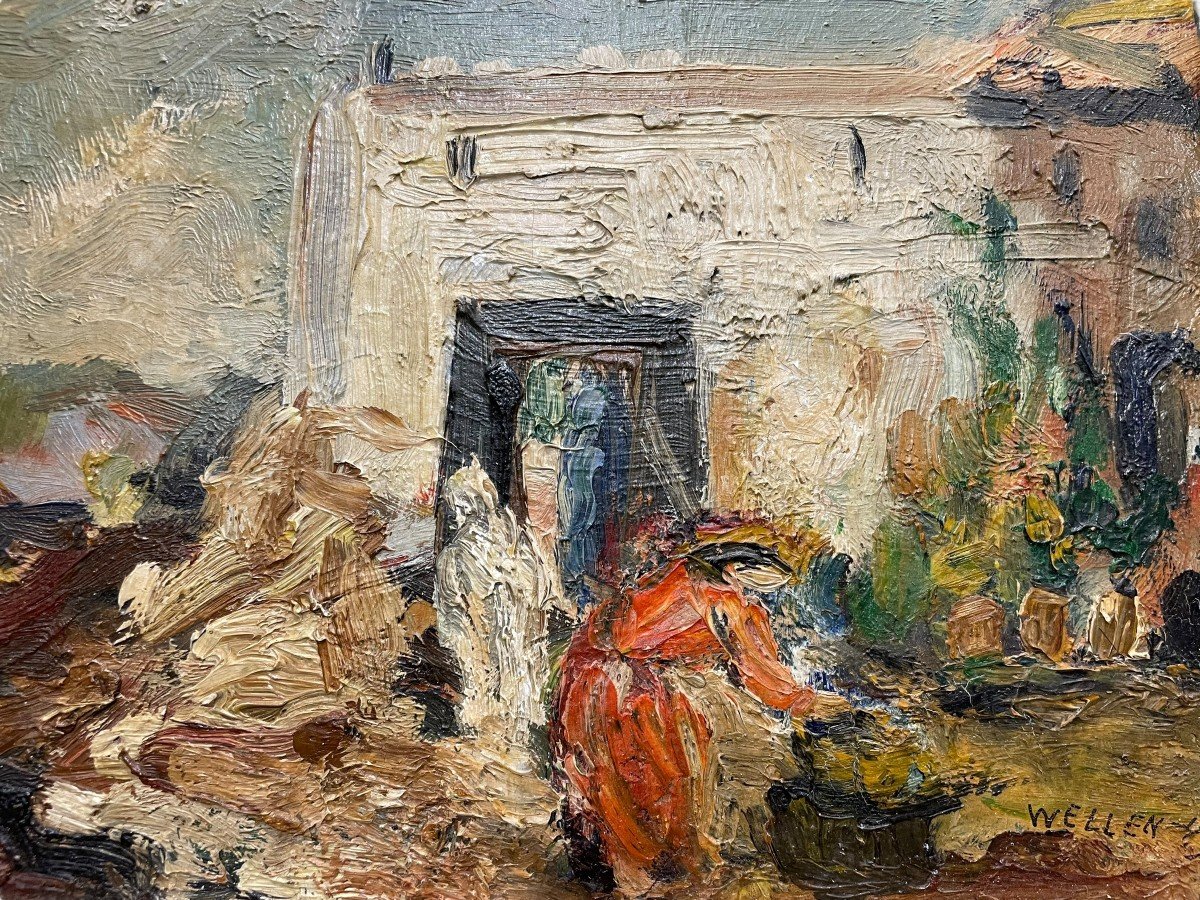 Wellen Scene From Orientalist Life Oil On Panel-photo-3