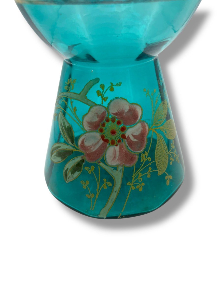 Vase En Verre émaillé Montjoye Legras turquoise-photo-2