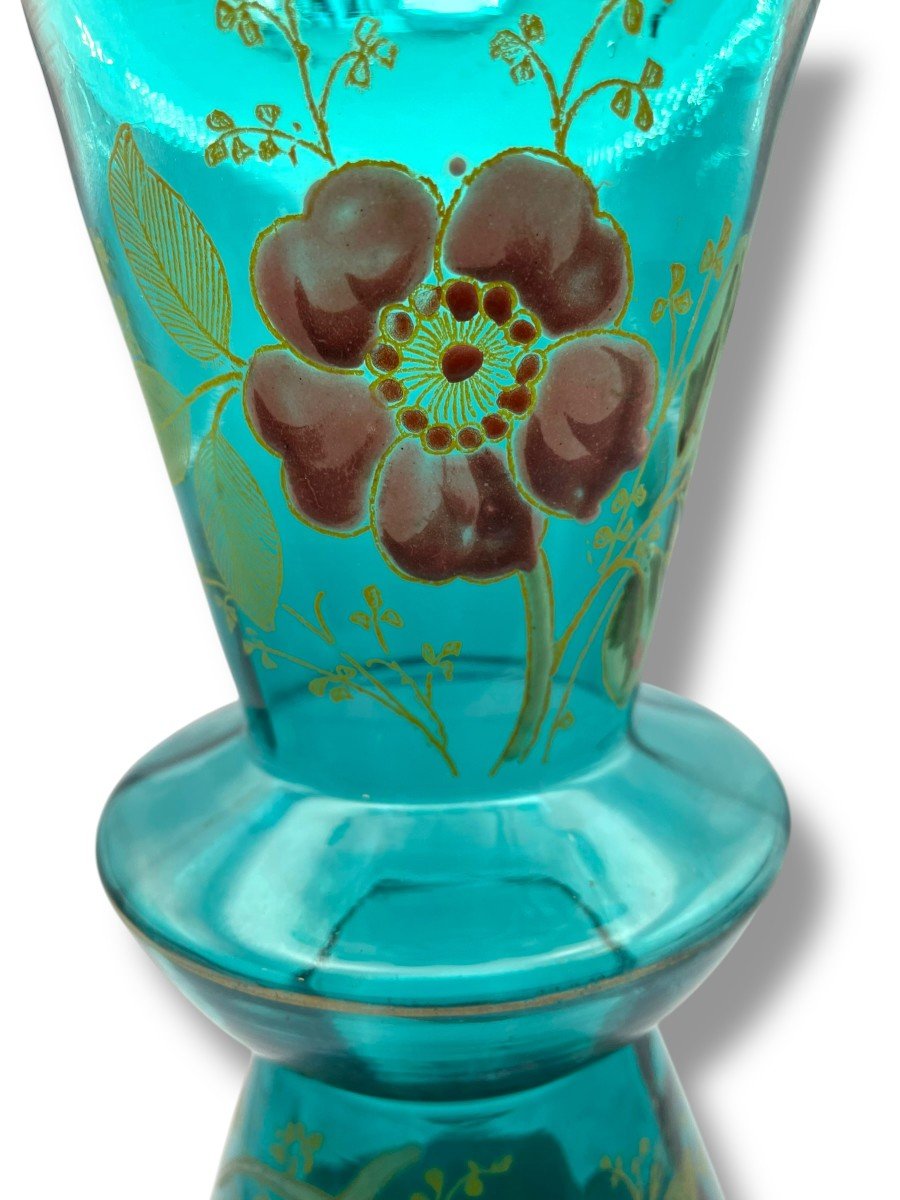 Vase En Verre émaillé Montjoye Legras turquoise-photo-3