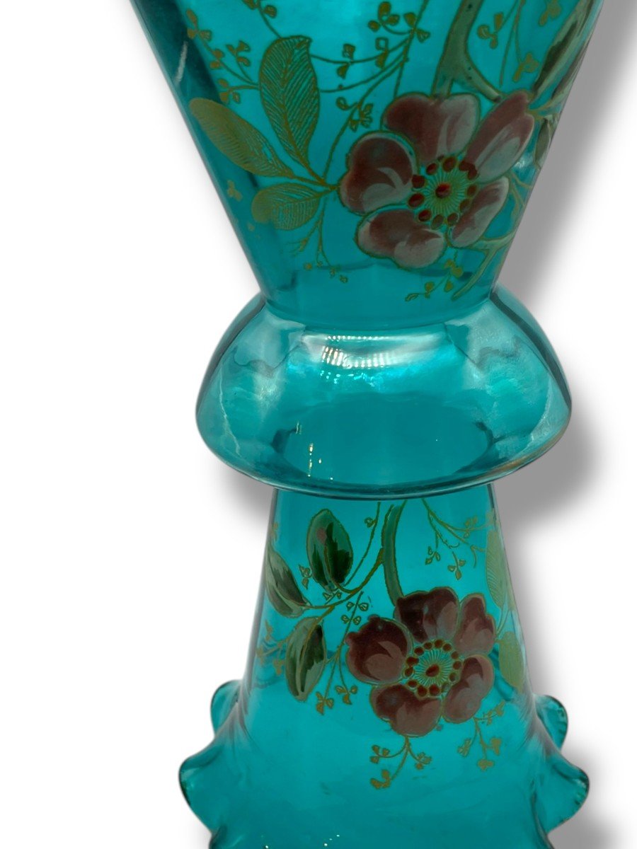 Vase En Verre émaillé Montjoye Legras turquoise-photo-1