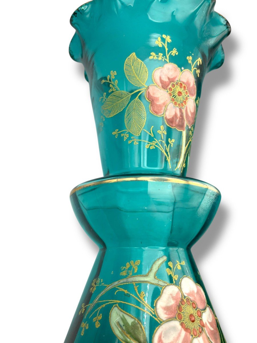 Vase En Verre émaillé Montjoye Legras turquoise-photo-4