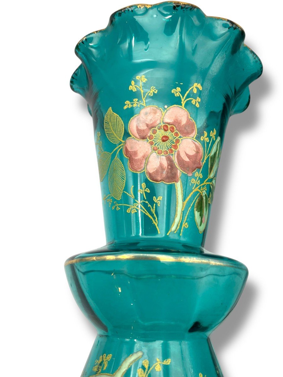 Vase En Verre émaillé Montjoye Legras turquoise-photo-7