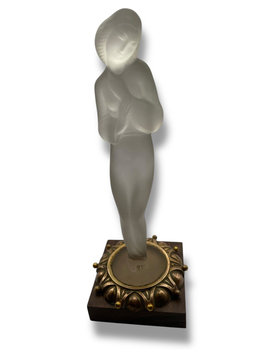 Draped Woman Art Deco Glass Sculpture By Ida Schwetz-lehmann-photo-3