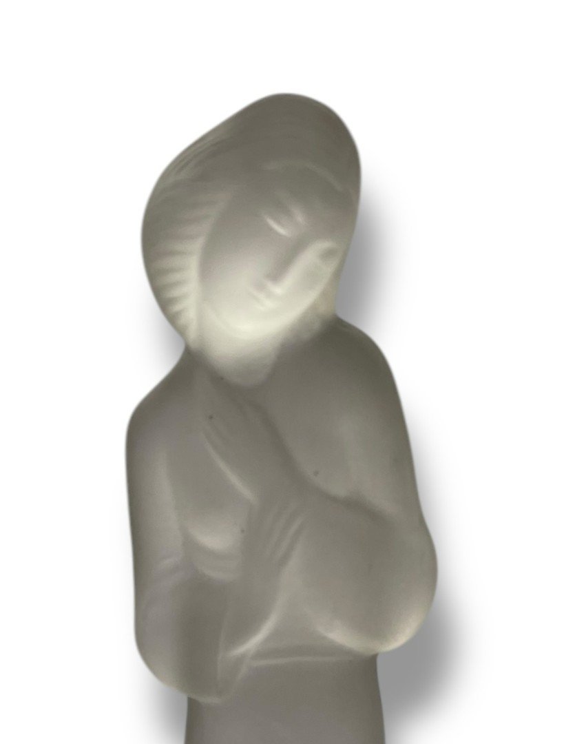 Draped Woman Art Deco Glass Sculpture By Ida Schwetz-lehmann-photo-4