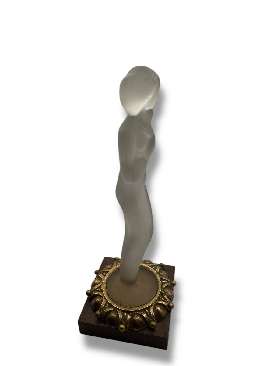 Draped Woman Art Deco Glass Sculpture By Ida Schwetz-lehmann-photo-4