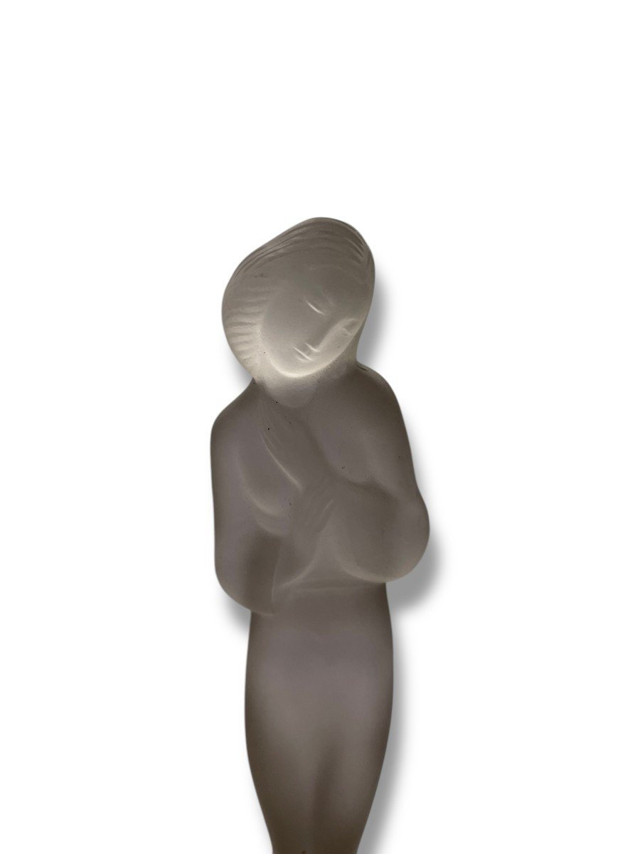 Draped Woman Art Deco Glass Sculpture By Ida Schwetz-lehmann-photo-8