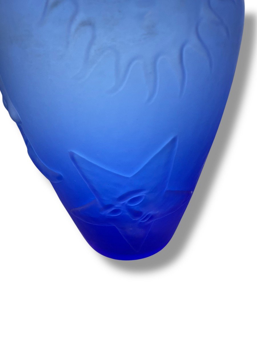 Blue Glass Vase Astrology Sun Moon Star-photo-2