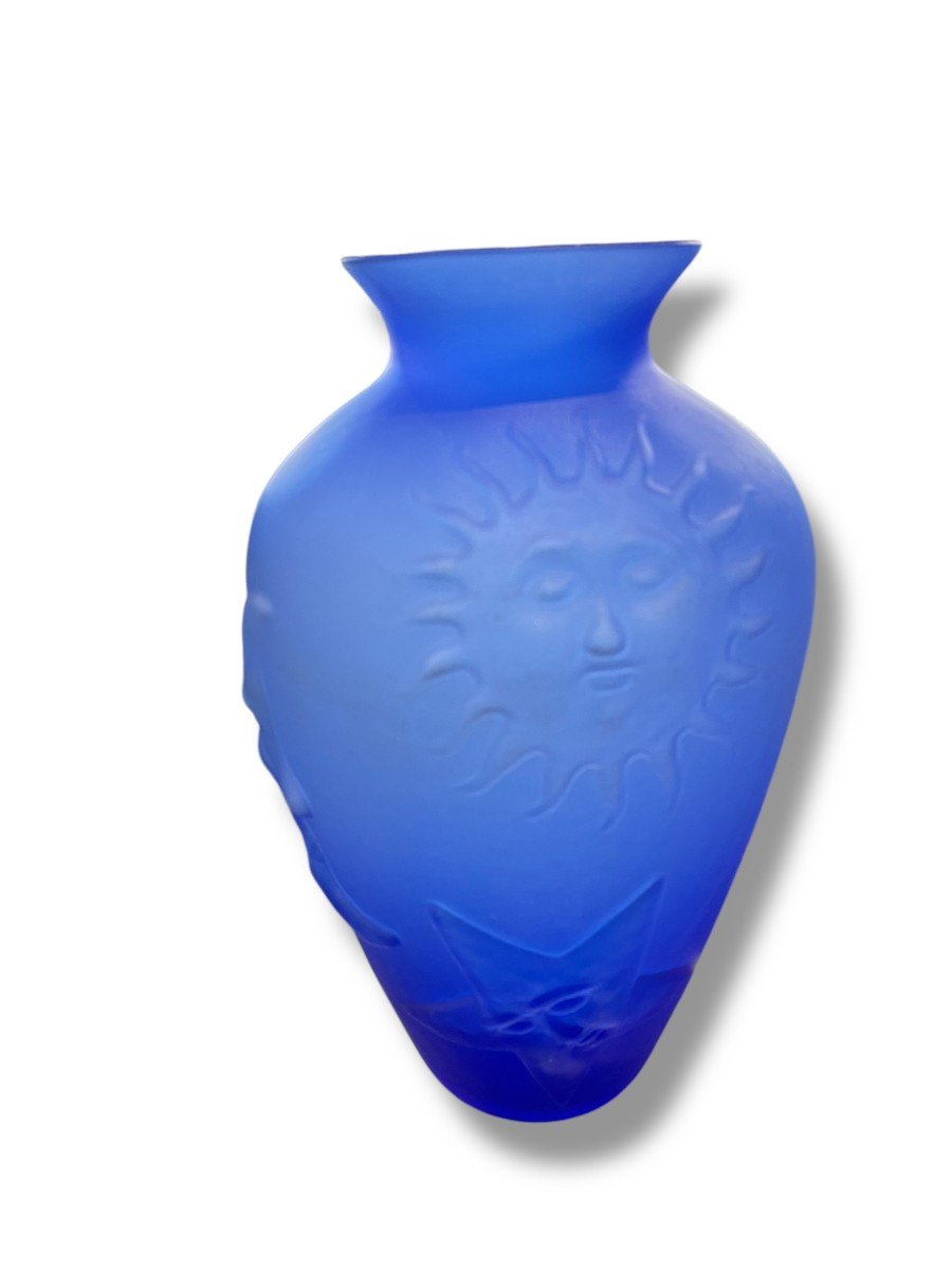 Blue Glass Vase Astrology Sun Moon Star-photo-4