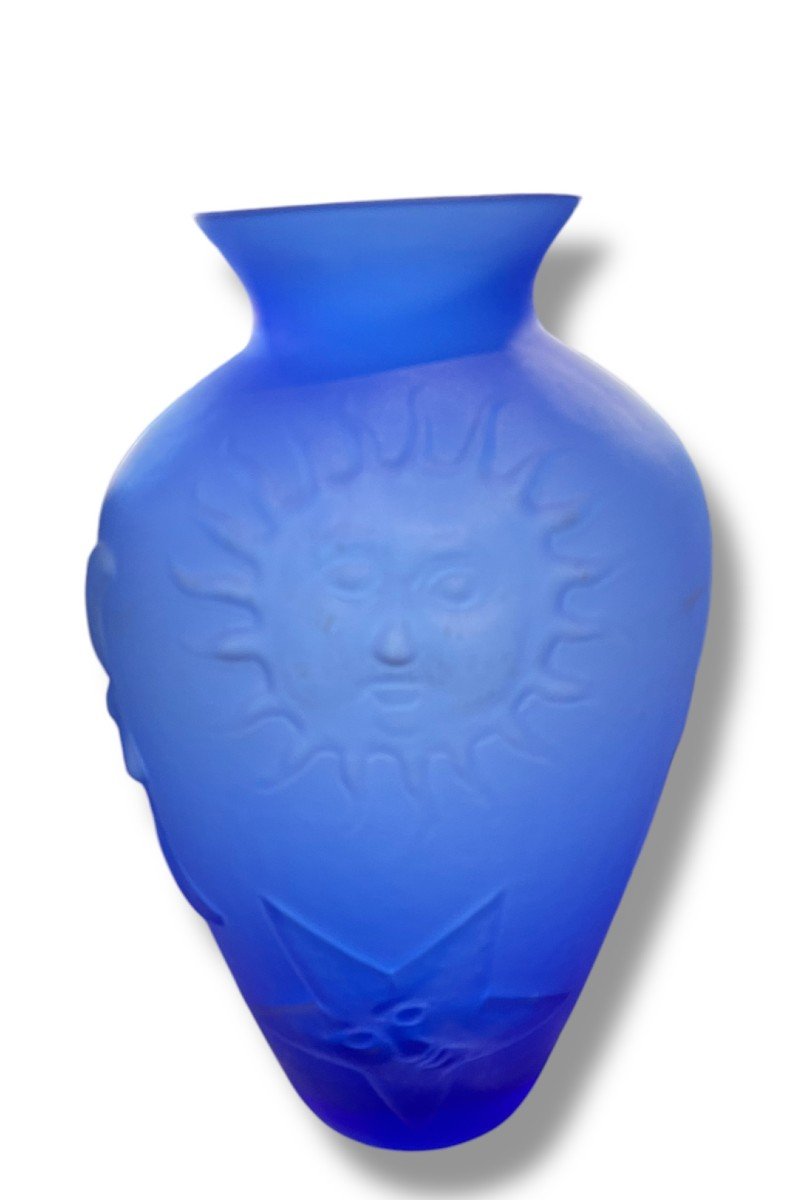 Blue Glass Vase Astrology Sun Moon Star