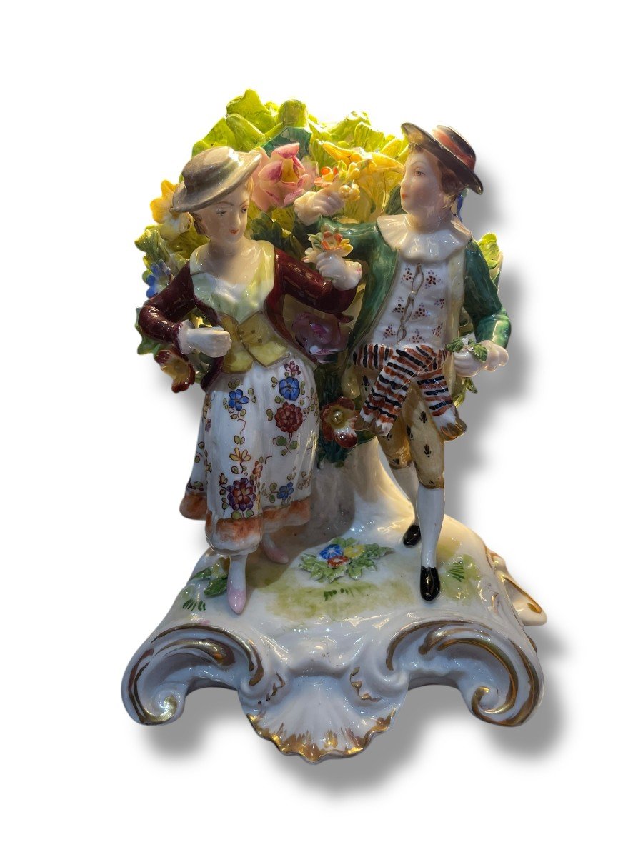 Scène Galante Groupe En Porcelaine Polychrome Ludwigsburg