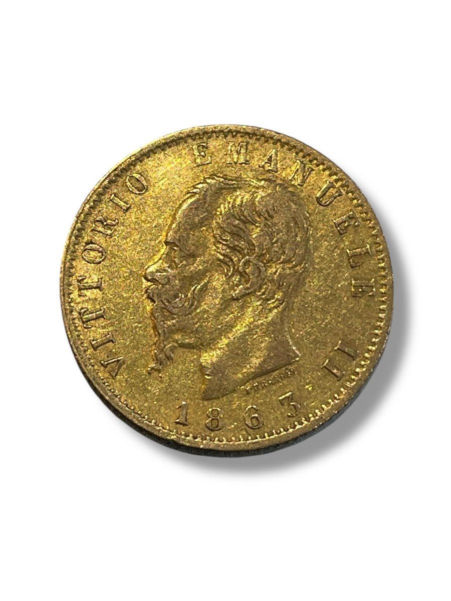 20 Lire Gold Coin Victor Emmanuel II Latin Union-photo-3