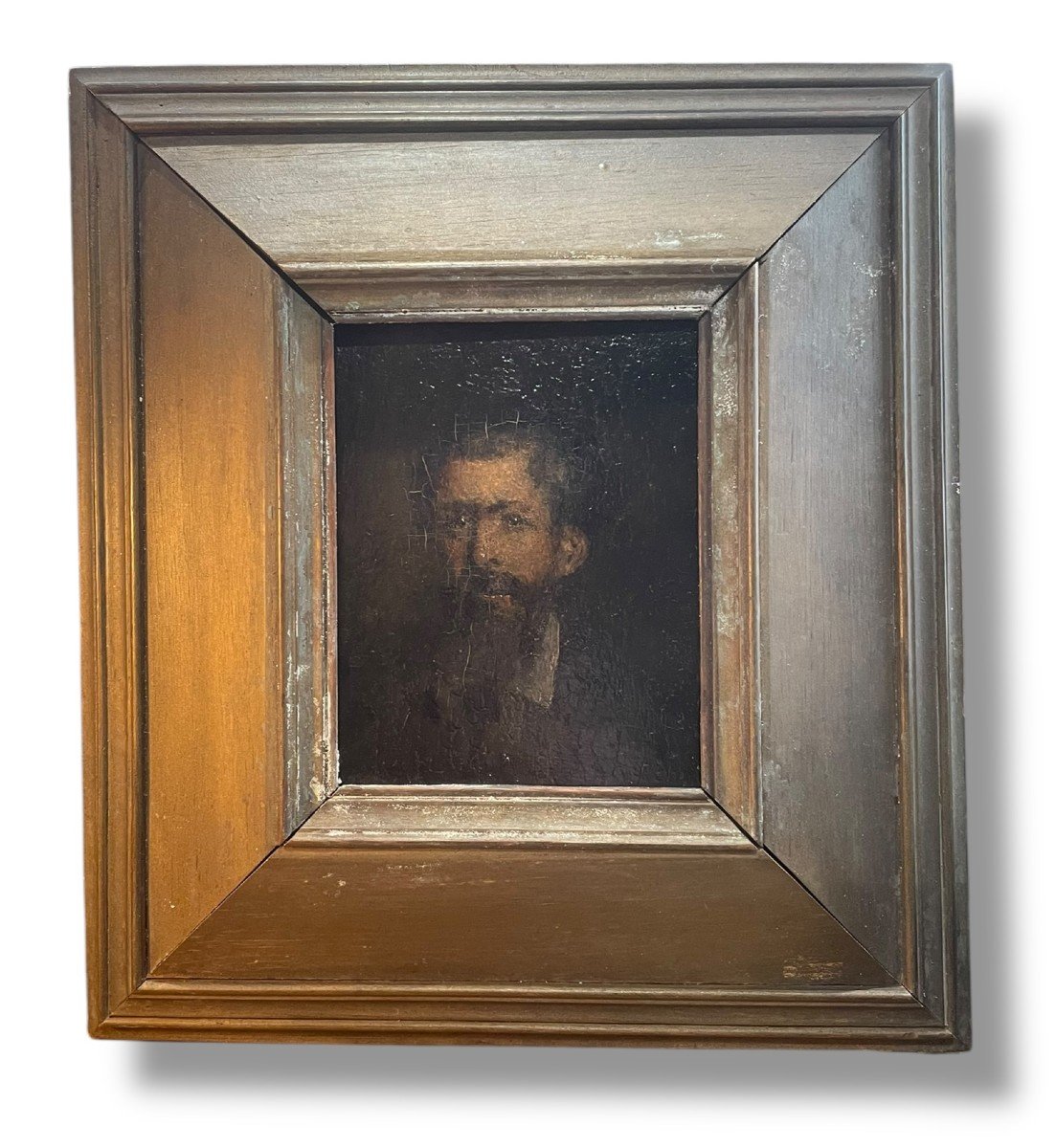 Portrait Of A Man Oil On Rosewood 19th Century