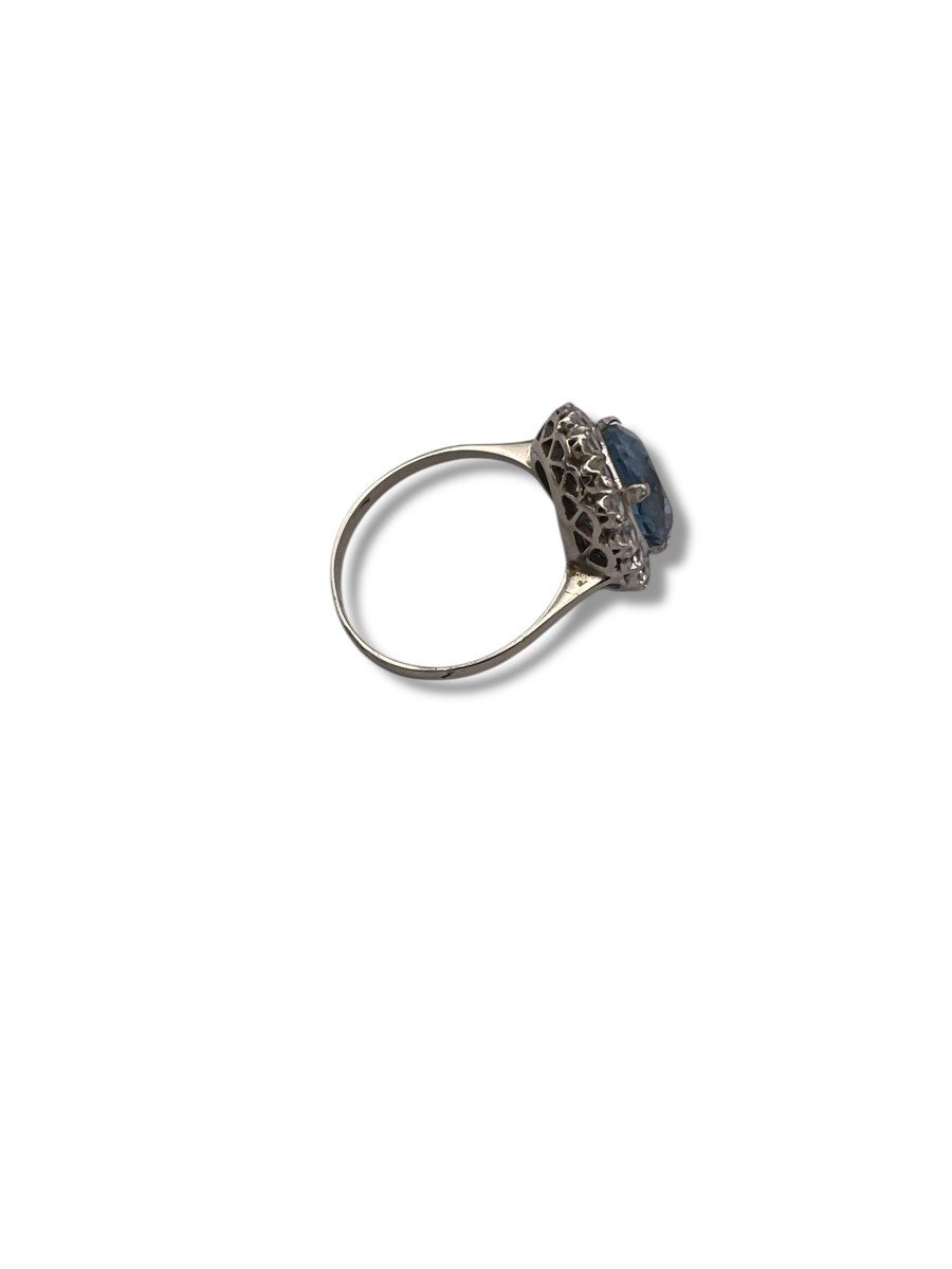 Bague En Or Gris Pierre Bleue-photo-2