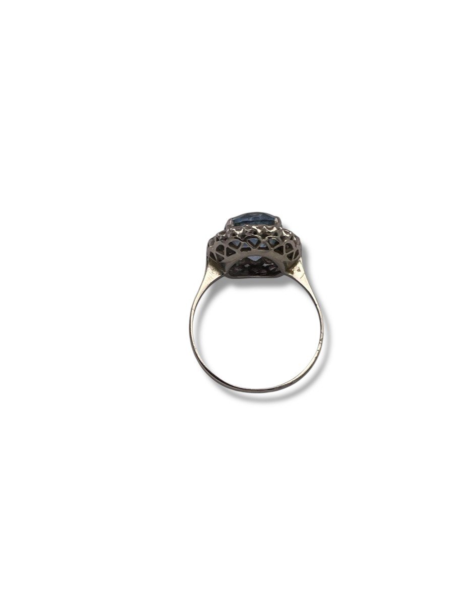 Bague En Or Gris Pierre Bleue-photo-3