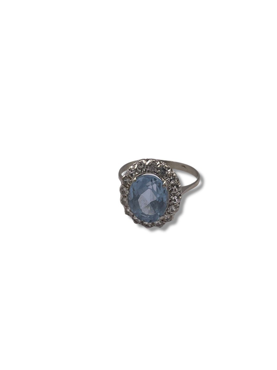 Bague En Or Gris Pierre Bleue-photo-1