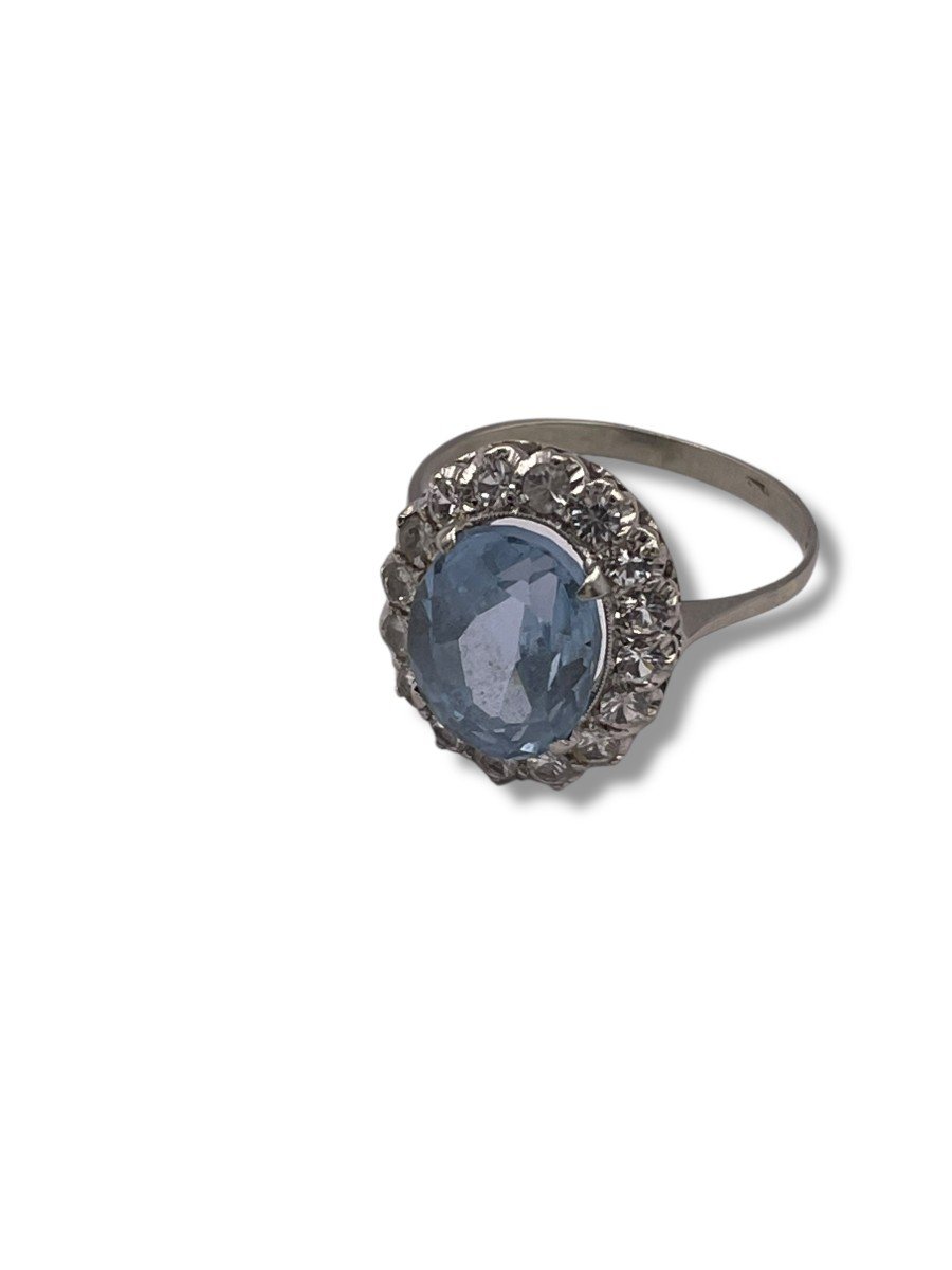 Bague En Or Gris Pierre Bleue-photo-3