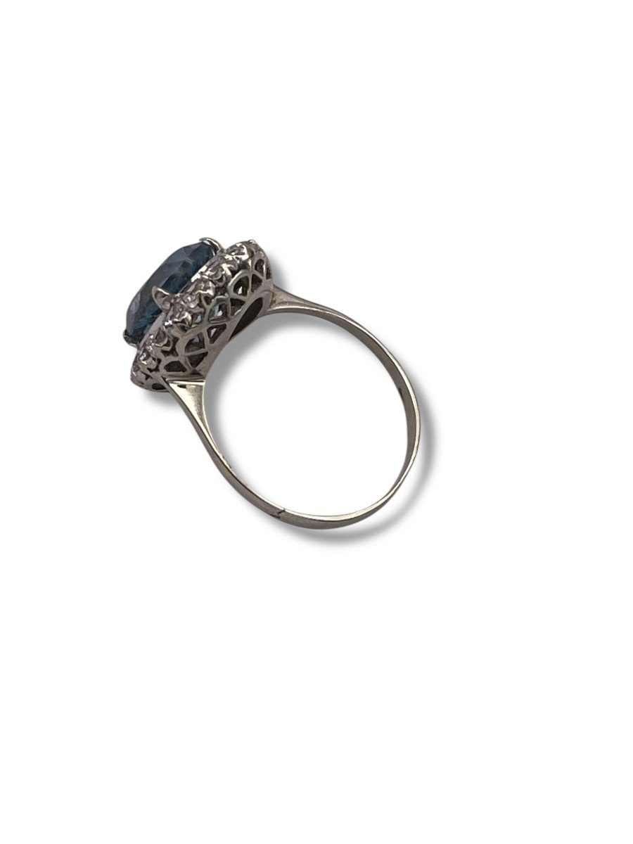 Bague En Or Gris Pierre Bleue-photo-4