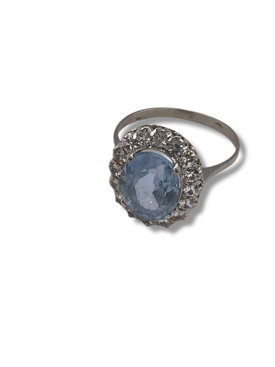 Bague En Or Gris Pierre Bleue-photo-5