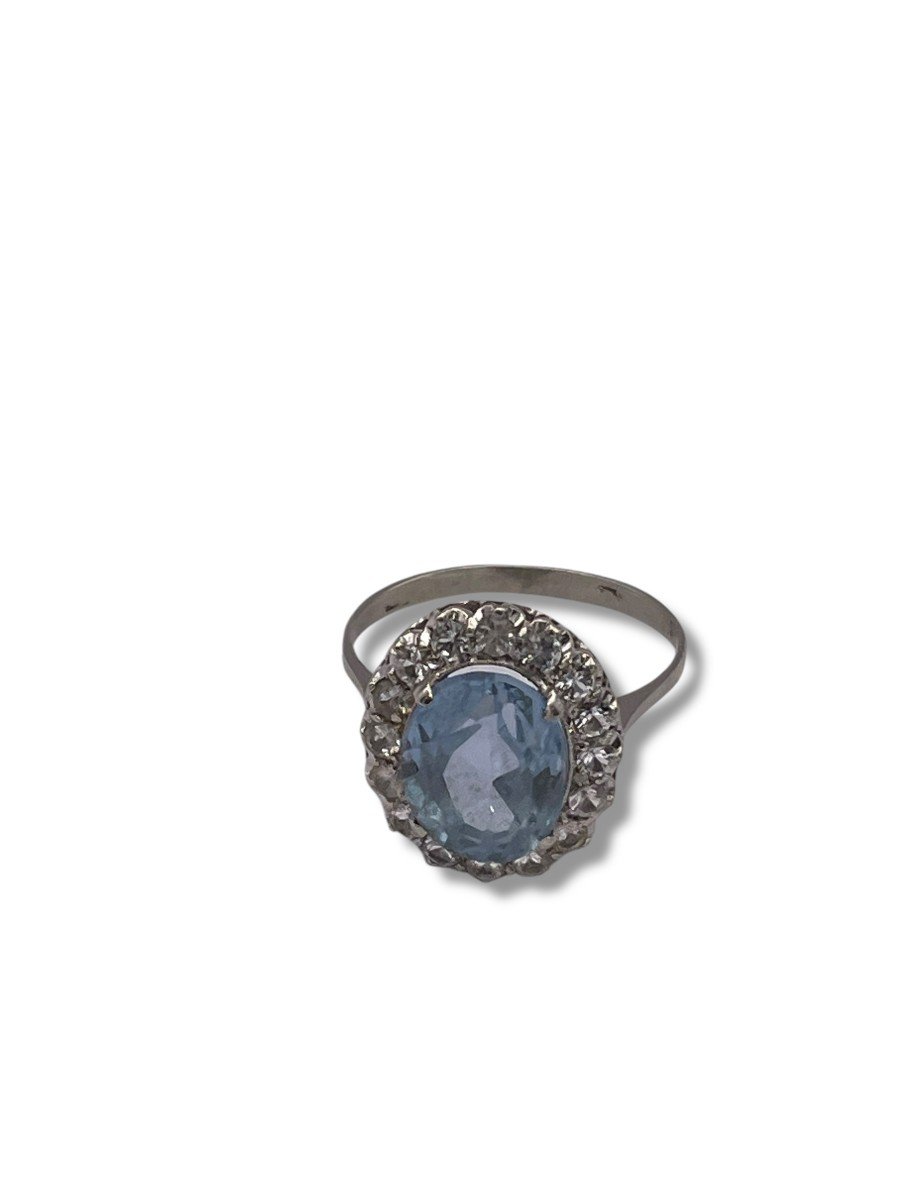 Bague En Or Gris Pierre Bleue-photo-6