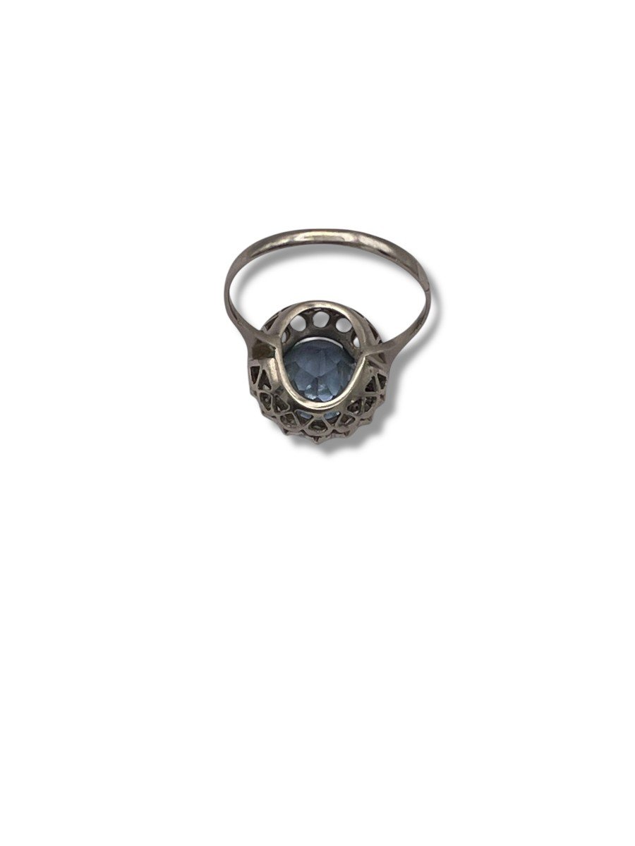 Bague En Or Gris Pierre Bleue-photo-7