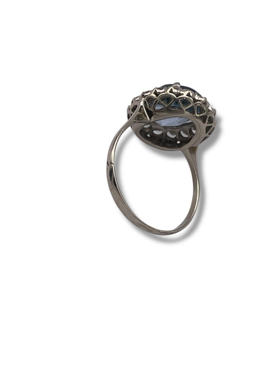 Bague En Or Gris Pierre Bleue-photo-8