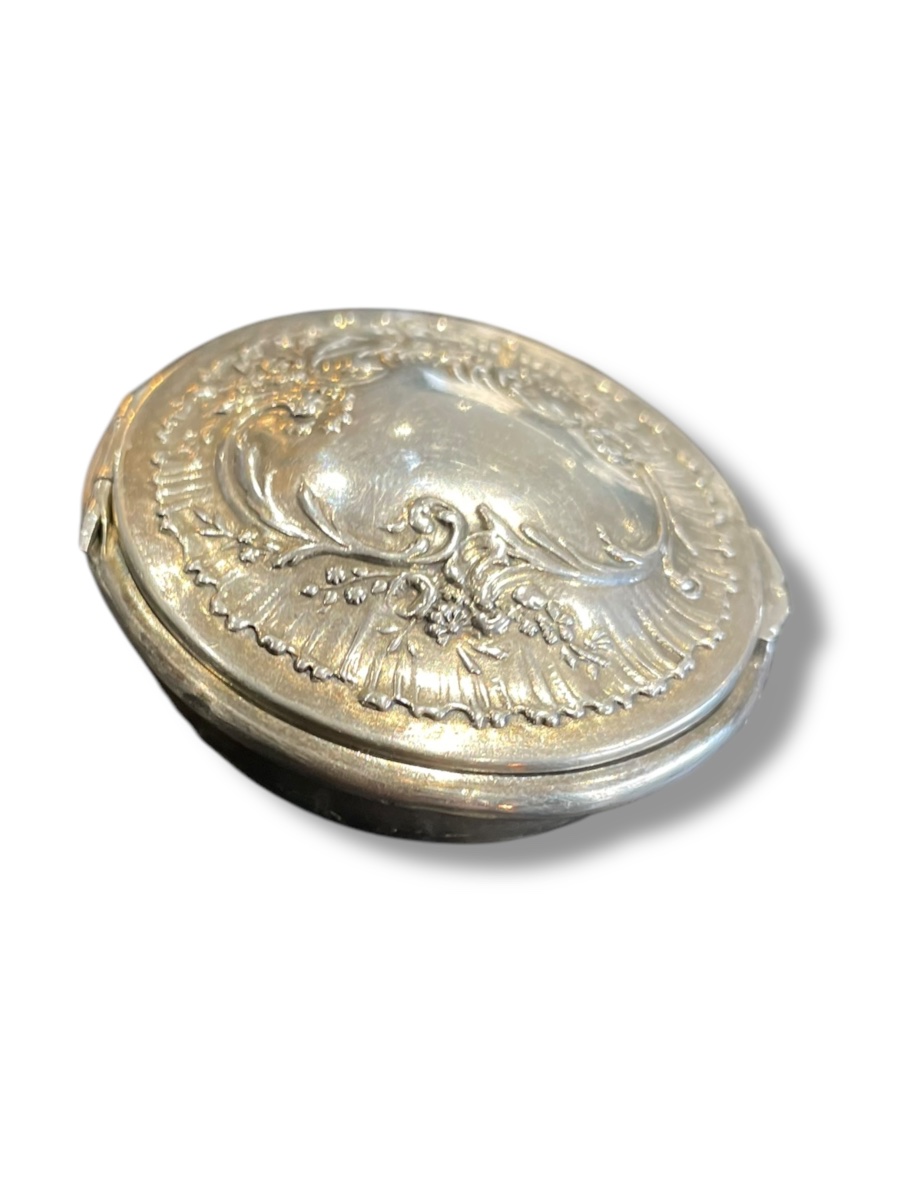 French Pillbox In Solid Silver, 19th Century-photo-2