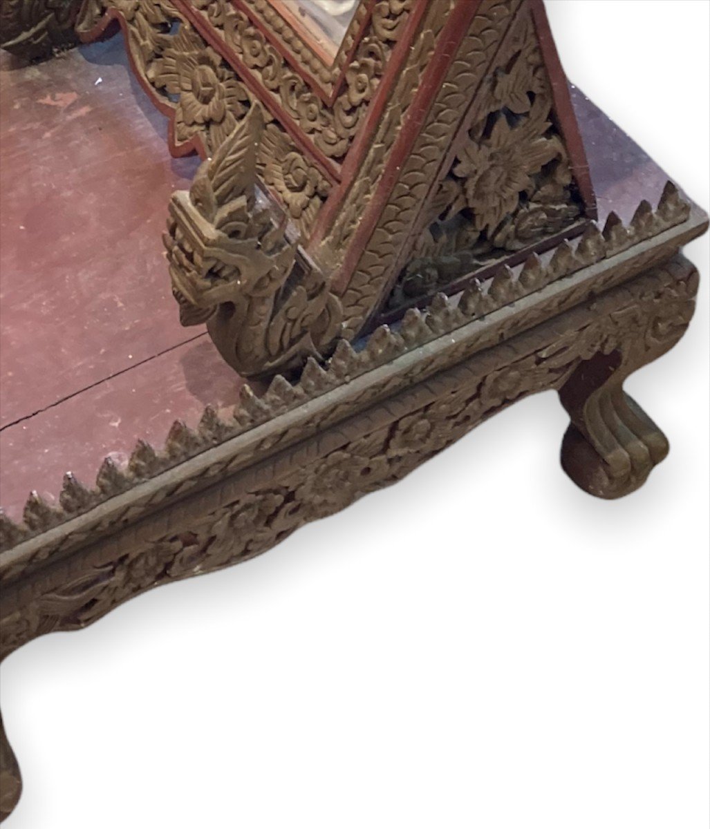 Table Psyche In Carved Molded Wood Decorated With Dragons And Flowers - Circa 1930-photo-2