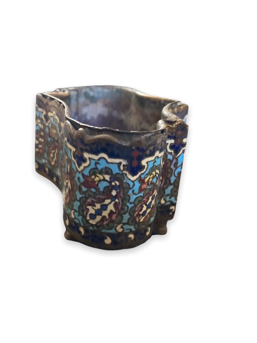 Small Planter In Bronze And Cloisonne Enamels-photo-2