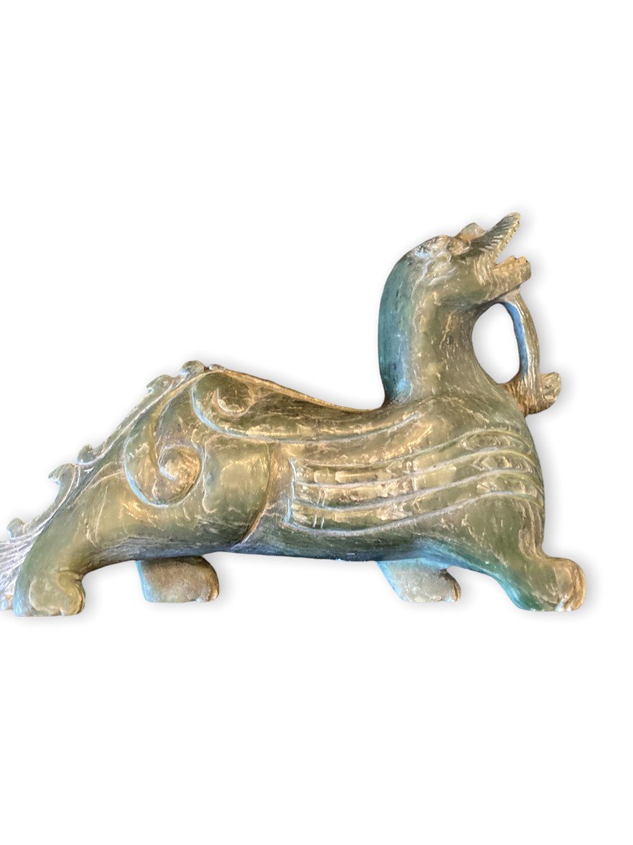 Chinese Dragon In Green Hard Stone-photo-5