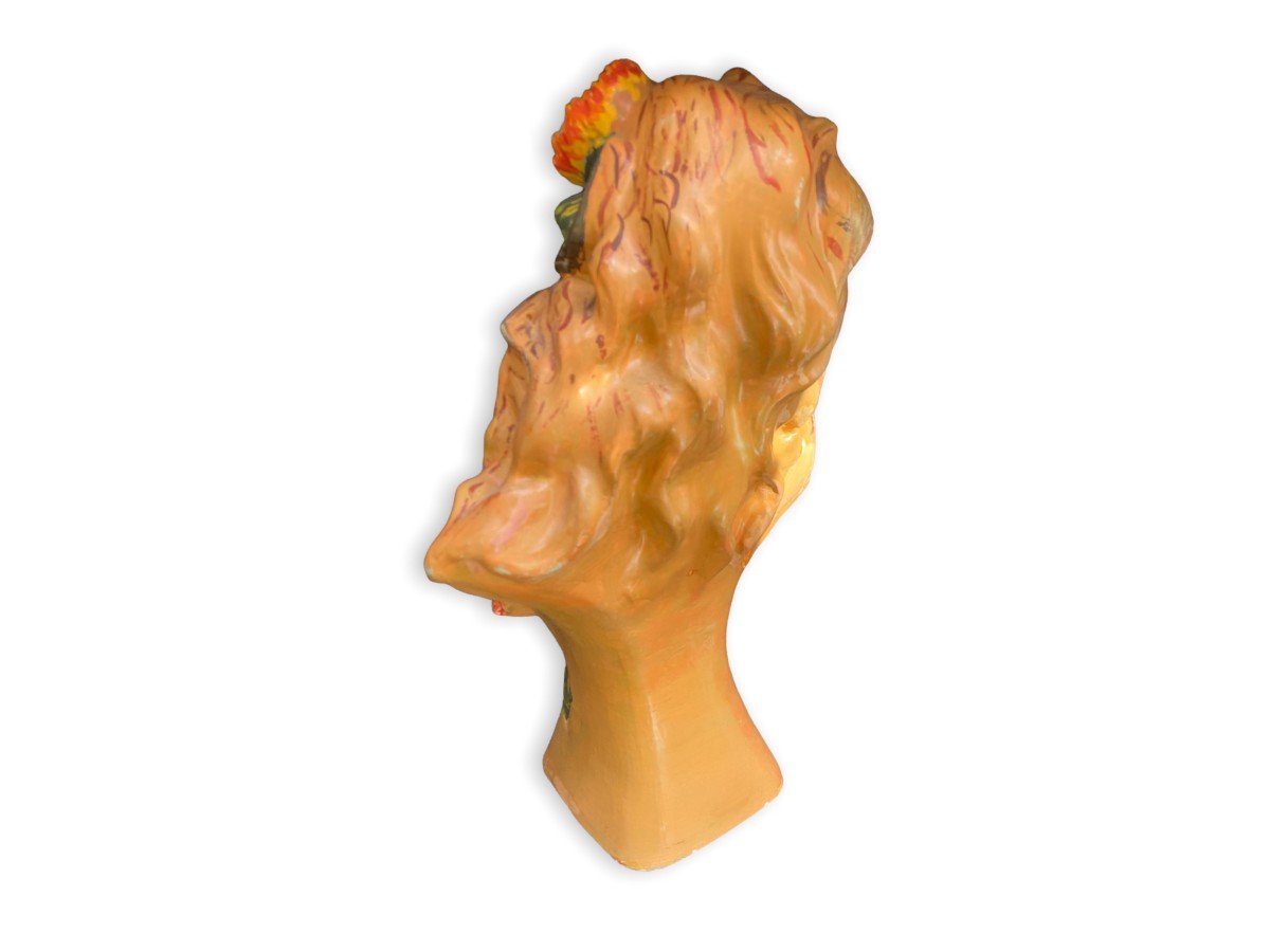 Large Painted Plaster Bust-photo-3