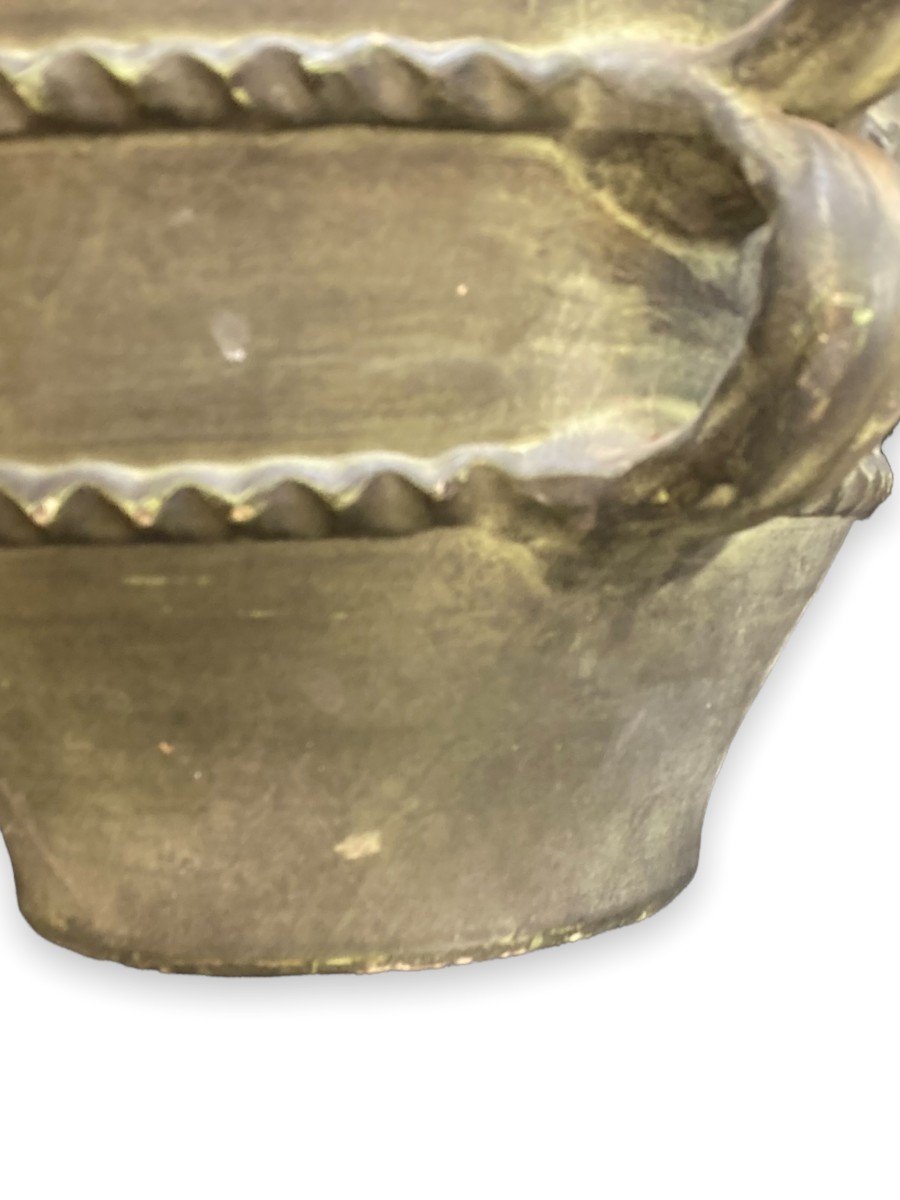 Grand Cache Pot En Terre Cuite Patine Bronze-photo-2