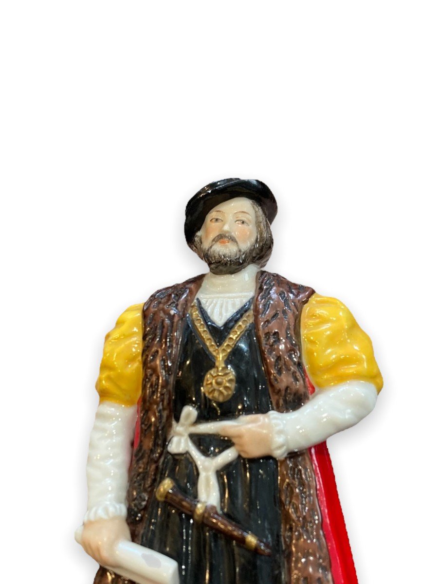 Henri VIII Polychrome Porcelain Subject Marked Below-photo-3