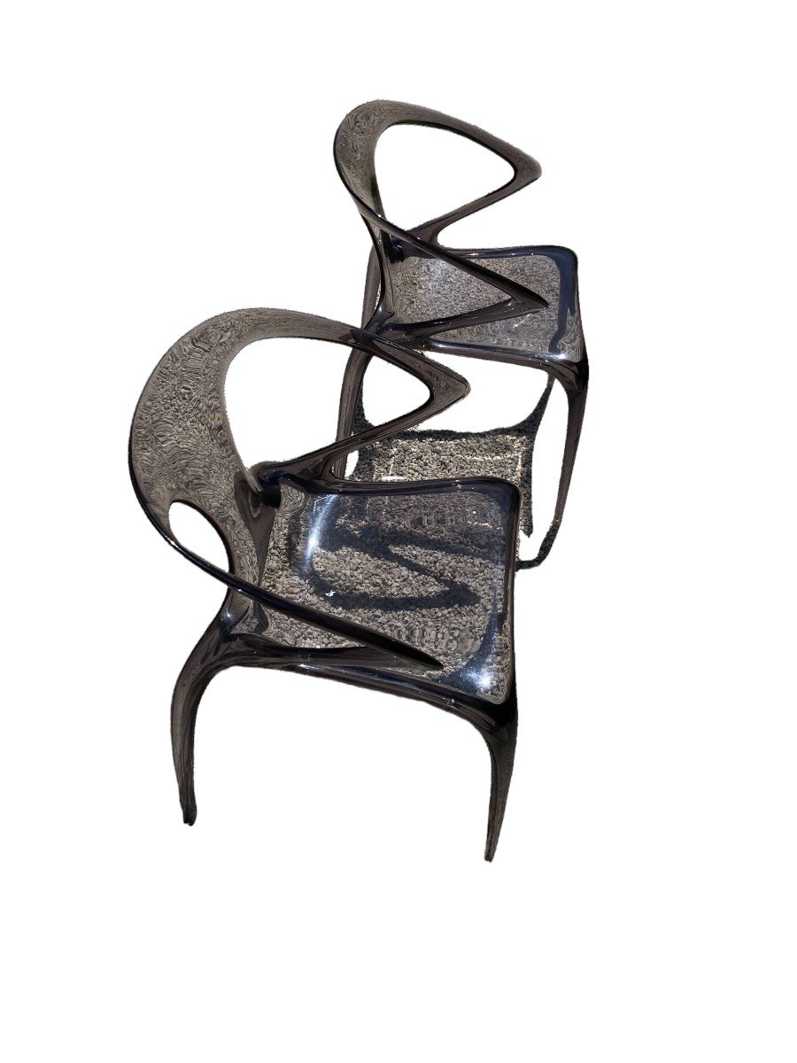 Pair Of Ava Bridge Chairs By Song Wen Zhong For Roche Bobois-photo-5