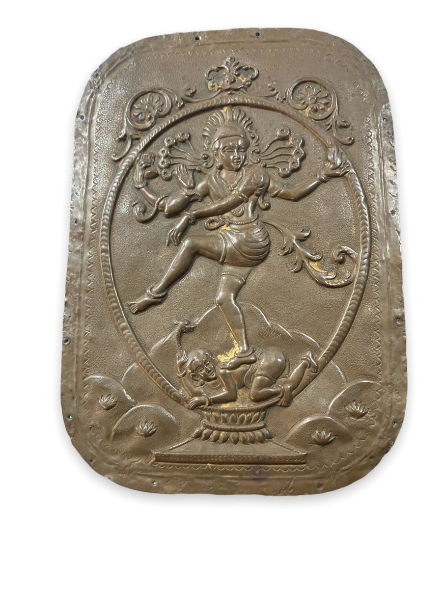 Plaque En Bronze Kali Dansant Sur Le Corps De Shiva-photo-6