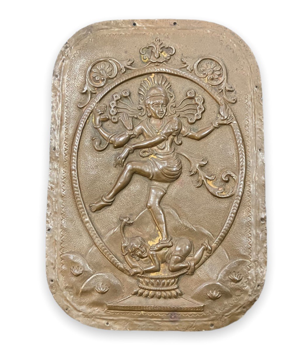 Plaque En Bronze Kali Dansant Sur Le Corps De Shiva