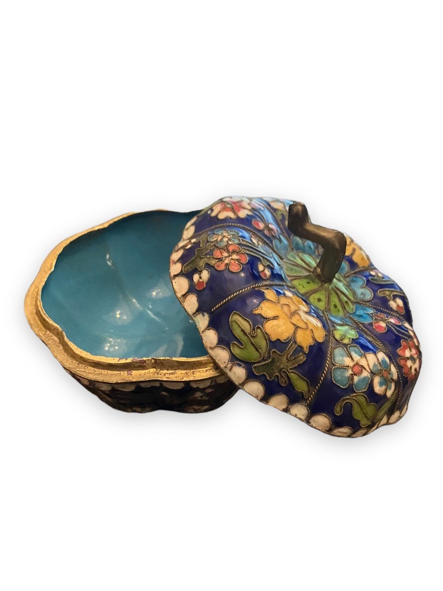 Squash Box In Cloisonne Enamels China 1930-photo-2