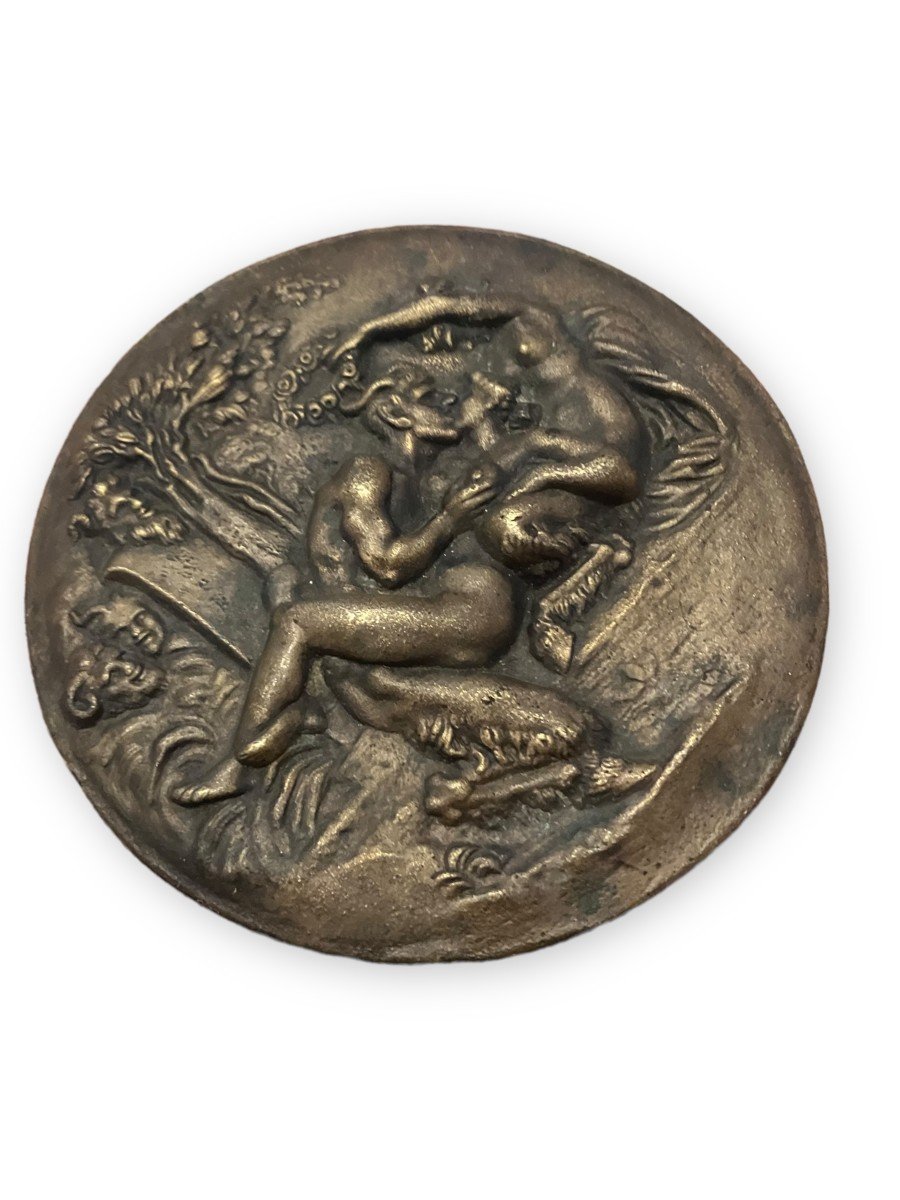 Bas Relief érotique En Bronze Satyre et Bacchante-photo-8