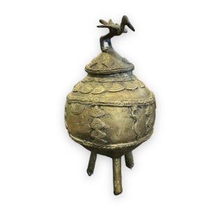 Important Pot à Onguents En Bronze Dogon Mali