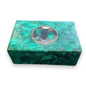 Boite En Malachite Et Marqueterie De Pierre Boîte