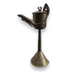 XIXth Dutch Oil Lamp In Brass