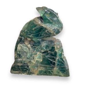 Oiseau Exotique Chinois En Cristal De Quartz Vert